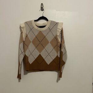New York & Company Argyle Sweater - Tan and Cream